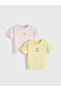 Yellow Embroidered Girls' T-Shirt 2-Pack from Güli̇s Gi̇yi̇m