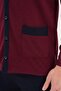 3133 Claret Red Large Size Buttoned Men's Pajama Set - 5