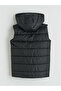 Black Hooded Boy's Puffer Vest - 4