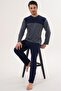 3122 Smoked Large Size 100% Cotton Men's Pajama Set - 2