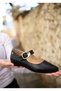 2511501 Genuine Leather Thick Band Buckle Detailed Women's Ballerina Shoes