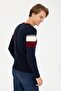 Men's Navy Blue Crew Neck Knitwear Sweater