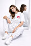 Lover's Combination Heart Printed Oversize Couple T-Shirt Unisex Matching Partner Combination Set White - 2