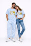 King Queen Lover Combination Oversize Couple T-Shirt Unisex Partner Combination Matching Couple Set Blue