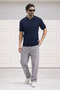 Polo Collar Striped Knitwear Men's Cotton T-Shirt - 3