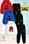 Children's Unisex Glasses-Red Leopard Pattern 3-Piece Hooded Tracksuit Set