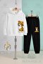 Children's Unisex Tiger Left Side Printed Hooded Tracksuit Set
