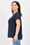 Women Crew Neck Short Sleeve Graphic T-Shirt, Heather Navy - 2