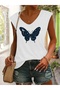 Mix Printed Women's Sleeveless V-Neck Relaxed Fit T-Shirt
