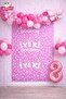 Retro Butterfly Pink Age Balloon Happy Birthday Printed Backdrop Birthday Party Set Decoration - 2