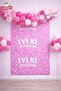 Retro Butterfly Pink Age Balloon Happy Birthday Printed Backdrop Birthday Party Set Decoration - 2