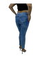 Plus Size Denim Stoned Ripped Distressed Detailed Skinny Leg Women's Trousers - 3