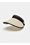 Cream Straw Patterned Visor Adjustable Visor Hat - 6