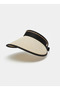 Cream Straw Patterned Visor Adjustable Visor Hat - 5