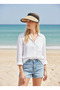 Cream Straw Patterned Visor Adjustable Visor Hat - 3