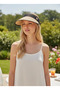 Mink Straw Patterned Visor Adjustable Visor Hat - 3