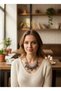 Stone Leaf Design Stylish Women's Necklace – Elegant Evening Dress Matching Statement Necklace for Night Events - 4