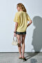Asterive women's organic cotton printed crew neck oversized yellow t-shirt - 6