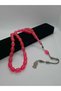 Airplane Glass Rosary with Pink Color Steel Tulip Figure and Tassels, 33 Beads, Religion Islam Airplane Glass Rosary - 4