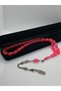 Airplane Glass Rosary with Pink Color Steel Tulip Figure and Tassels, 33 Beads, Religion Islam Airplane Glass Rosary - 5