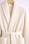 Women's Bathrobe Set 100% Cotton Certified 3-Piece Striped Shawl Collar Bathrobe and Towel Set - Cream - 5