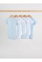 100% Organic Cotton Blue Colored Bear Patterned Short Sleeve 5-Piece Baby Bodysuit Alyh63250 - 2
