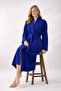 Striped Women's Bathrobe 100% Cotton Certified 1 Piece, Bathrobe / Shawl Bathrobe Navy Blue - 2