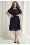 Women's Stoned Crew Neck Waist-Slit Stylish Evening Dress Curve Plus Size Evening Dress