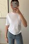 Chic White Short Sleeve Crew Neck Slim Fit Blouse with Back Detail - 5