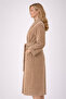 Striped Women's Bathrobe 100% Cotton Certified 1 Piece, Dressing Gown / Shawl Bathrobe Beige - 6