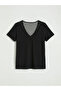 Lcw Dream Black V-Neck Polka Dot Women's Pajama Set - 2