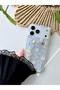 Flexible Silicone Case with a Blue Floral Design and a Handle, Compatible with iPhone 17 Pro Max/18 Pro Max.