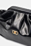Women's Black Leather Clutch Evening Dress Hand and Shoulder Bag with Shoulder Strap - 4