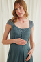 Women'S, Viscose, Square Collar, Green, Lace Maternity Nightgown Set - 5
