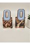 Blue O Shaped Geometric Marble Pattern Gold Color Framed Tarnish Resistant Steel Earrings - 2