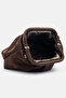 Women's Leather Clutch with Shoulder Strap, Brown Portfolio and Casual Knitted Texture Look Bag - 4