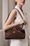Women's Leather Clutch with Shoulder Strap, Brown Portfolio and Casual Knitted Texture Look Bag