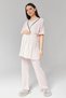 Women's Powder Double-Breasted Summer 100% Cotton Short Sleeve Maternity Pajama Set 3-Piece Set - 6