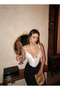 بستير من الساتان الأبيض مزين بالكورسيه - 4