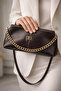 Women's Brown Hand and Shoulder Bag with Gold Chain Strap Leather Daily Use Women's Bag