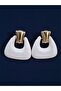 Gold Color Clip-On White Enamel Retro Half Moon Stylish Steel Earrings - 4