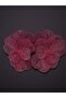 Large Size Burgundy Flower Metal Wire Embroidered Dangle Steel Earrings - 3