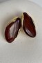 Gold Color Brown Resin Earrings (3.5 cm) - 3