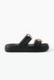 Women's Lightweight Eva Double-Strapped High-Sole Beach and Casual Summer Slippers with Chain and Floral Accessories - 4