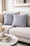 Gray Cushion Cover 45X45 cm Set of Two Decorative Pillow Covers Modern Sofa Cushion - 2