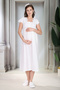 New Season Ecru Fisto Linen Detailed Special Design Summer Short Sleeve 100% Cotton Maternity Nightgown - 4
