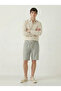 Men's Gray 100% Cotton Linen Muslin Shorts with Back Pockets, Full Fit - 6