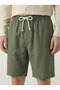 Men's Khaki 100% Cotton Linen Muslin Shorts with Back Pockets, Full Fit - 3