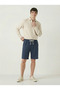 Men's Navy Blue 100% Cotton Linen Muslin Shorts with Back Pockets, Full Fit - 6