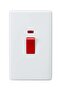 45 Amp Rectangular Window and Split Air Conditioner Switch - Rectangular Size 7x14 cm - 220 Volts - White with Red Switch